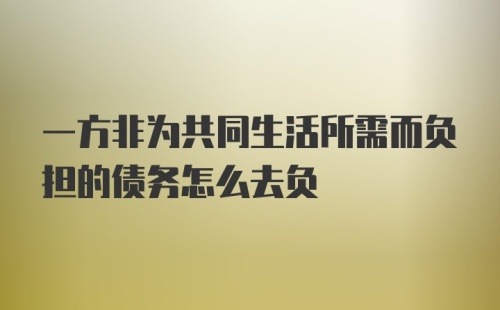 一方非为共同生活所需而负担的债务怎么去负