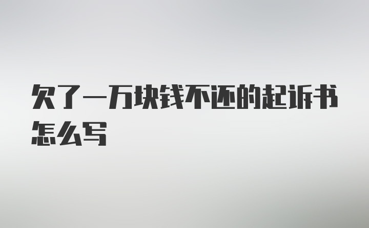 欠了一万块钱不还的起诉书怎么写