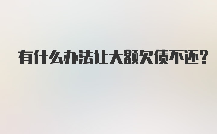 有什么办法让大额欠债不还？