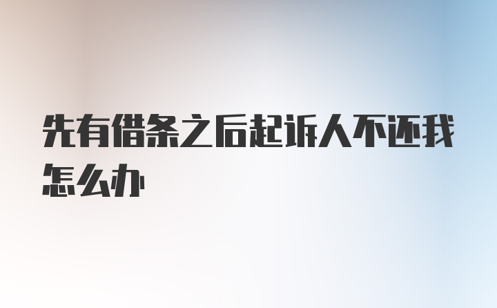 先有借条之后起诉人不还我怎么办