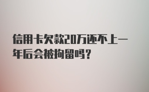 信用卡欠款20万还不上一年后会被拘留吗?