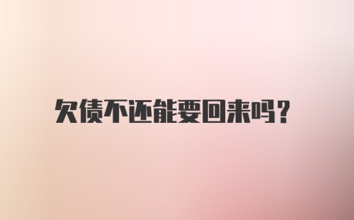 欠债不还能要回来吗？