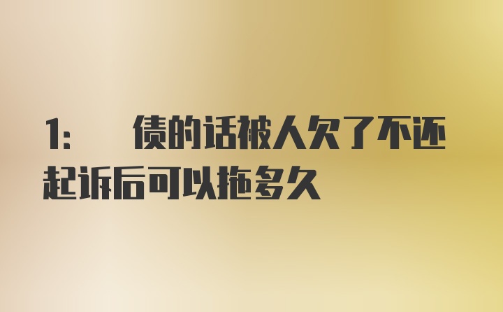 1: 债的话被人欠了不还起诉后可以拖多久