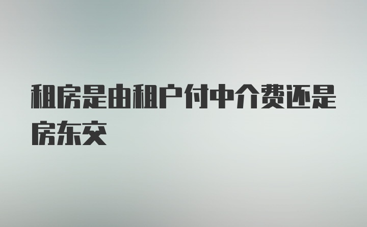 租房是由租户付中介费还是房东交