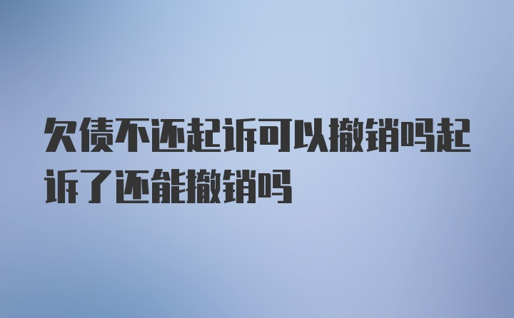 欠债不还起诉可以撤销吗起诉了还能撤销吗