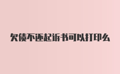 欠债不还起诉书可以打印么