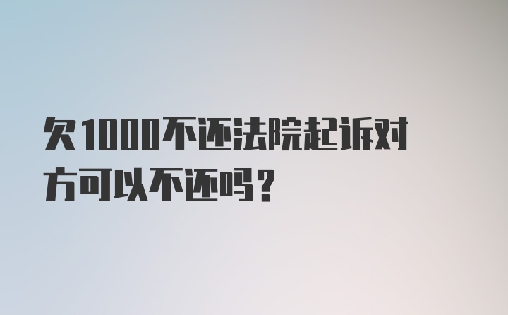 欠1000不还法院起诉对方可以不还吗？