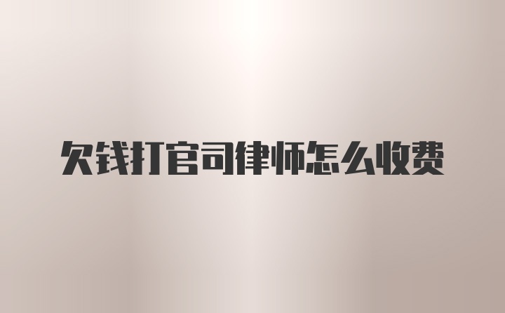 欠钱打官司律师怎么收费