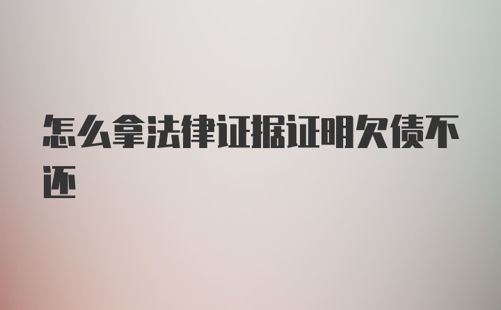 怎么拿法律证据证明欠债不还