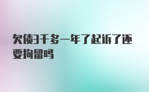 欠债3千多一年了起诉了还要拘留吗