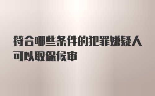 符合哪些条件的犯罪嫌疑人可以取保候审