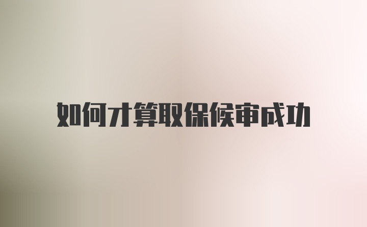 如何才算取保候审成功