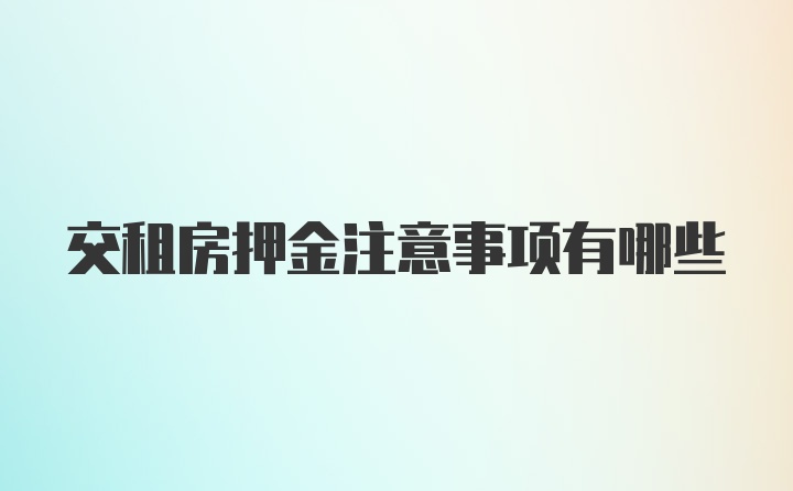 交租房押金注意事项有哪些