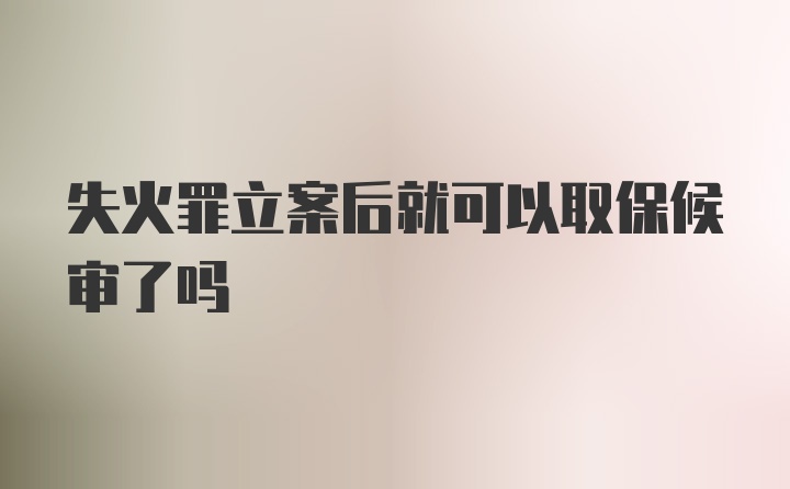 失火罪立案后就可以取保候审了吗