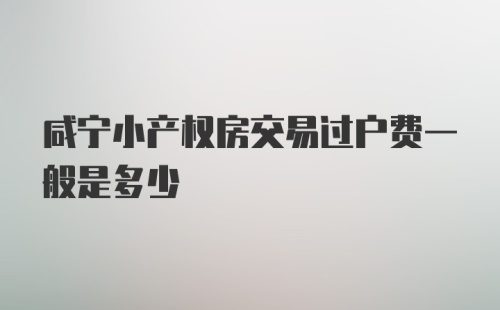 咸宁小产权房交易过户费一般是多少