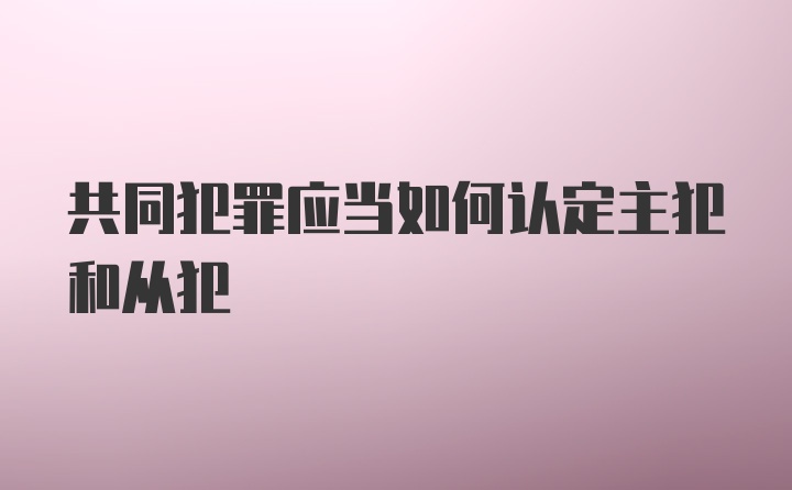 共同犯罪应当如何认定主犯和从犯