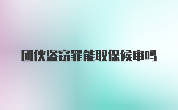 团伙盗窃罪能取保候审吗