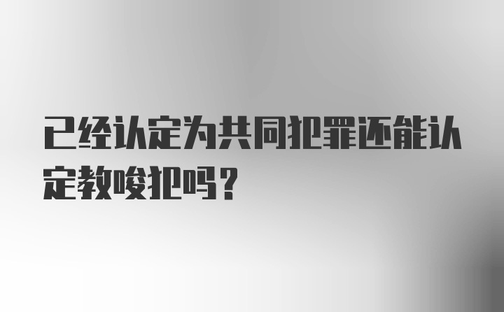 已经认定为共同犯罪还能认定教唆犯吗？