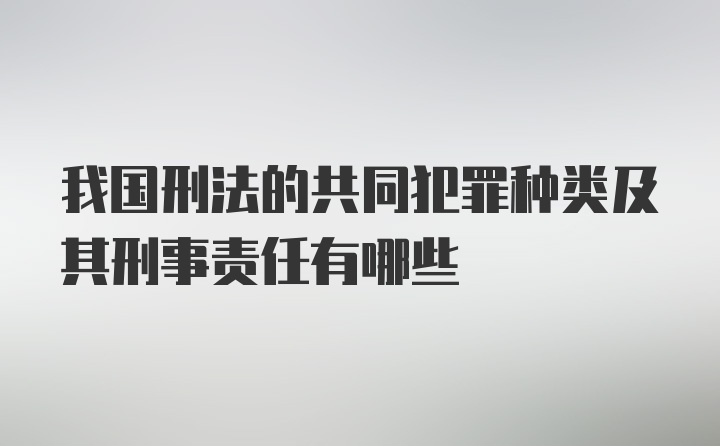 我国刑法的共同犯罪种类及其刑事责任有哪些