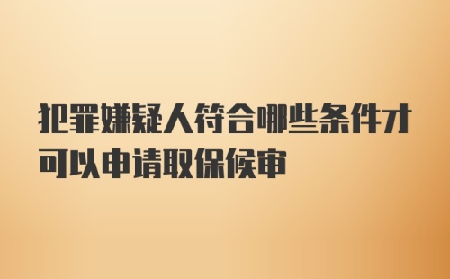 犯罪嫌疑人符合哪些条件才可以申请取保候审