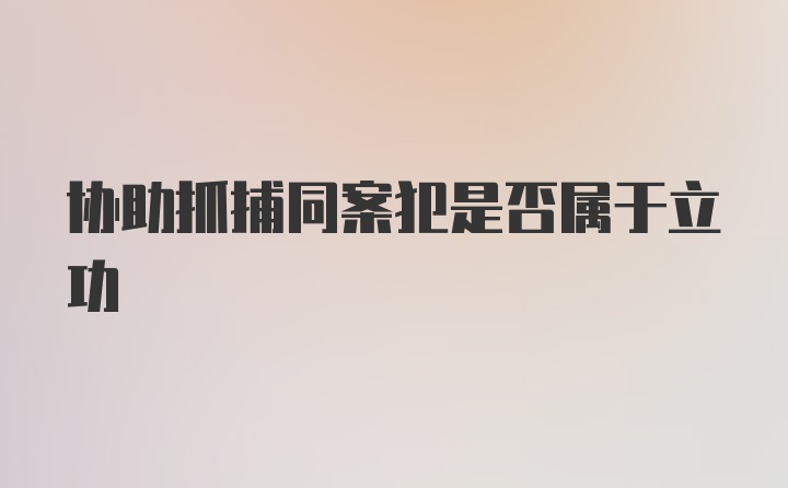 协助抓捕同案犯是否属于立功