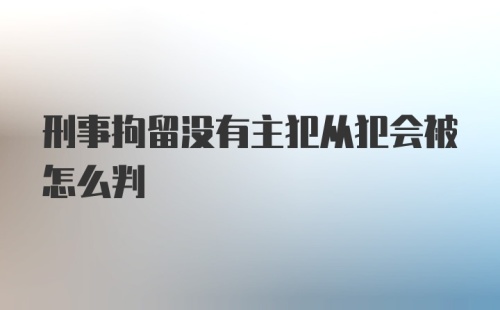 刑事拘留没有主犯从犯会被怎么判