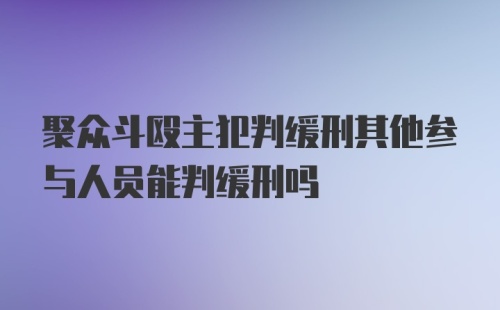 聚众斗殴主犯判缓刑其他参与人员能判缓刑吗