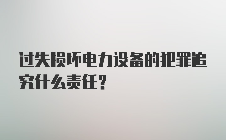 过失损坏电力设备的犯罪追究什么责任？