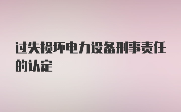 过失损坏电力设备刑事责任的认定