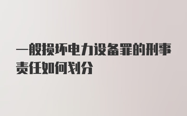 一般损坏电力设备罪的刑事责任如何划分