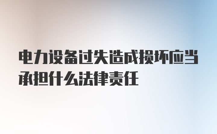 电力设备过失造成损坏应当承担什么法律责任