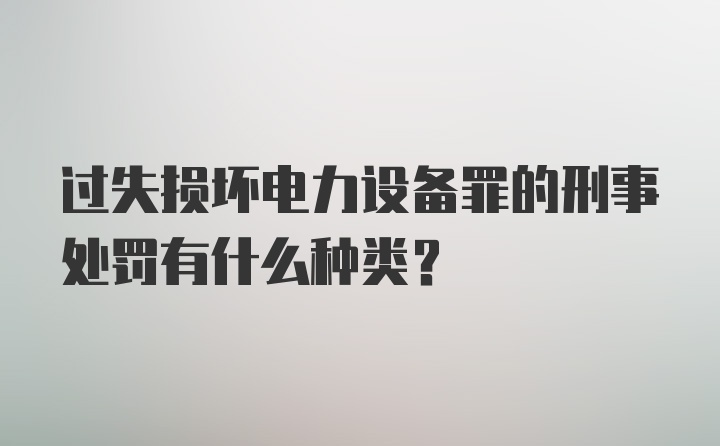 过失损坏电力设备罪的刑事处罚有什么种类？