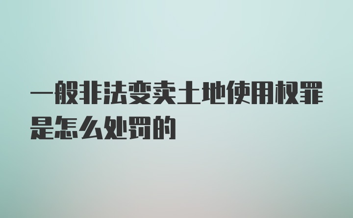 一般非法变卖土地使用权罪是怎么处罚的