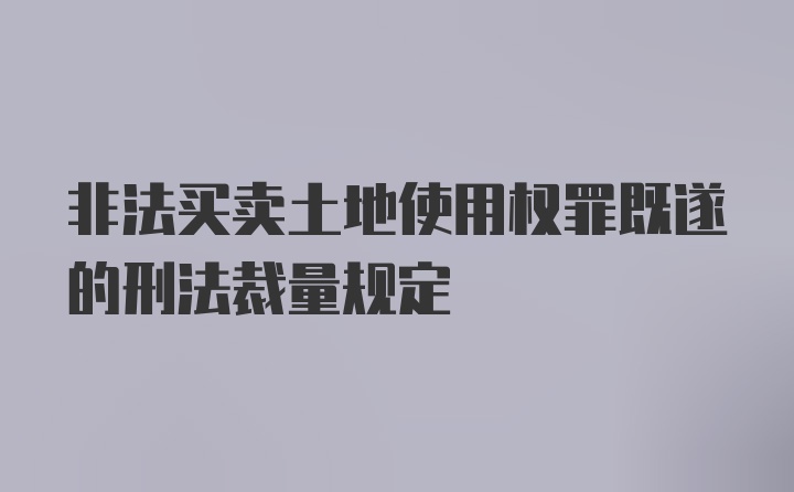 非法买卖土地使用权罪既遂的刑法裁量规定