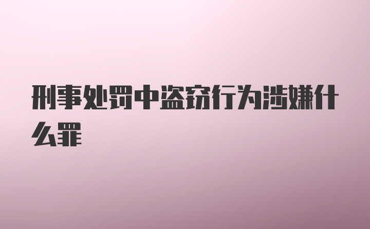 刑事处罚中盗窃行为涉嫌什么罪