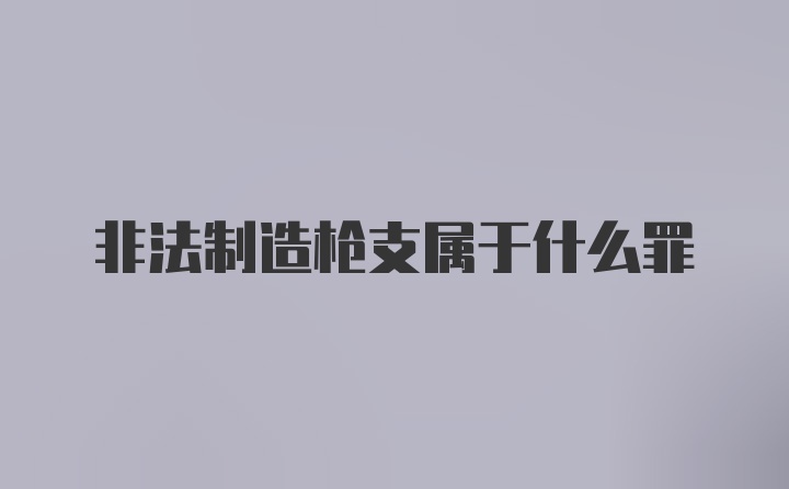 非法制造枪支属于什么罪