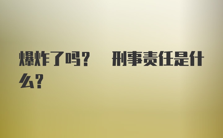 爆炸了吗? 刑事责任是什么?