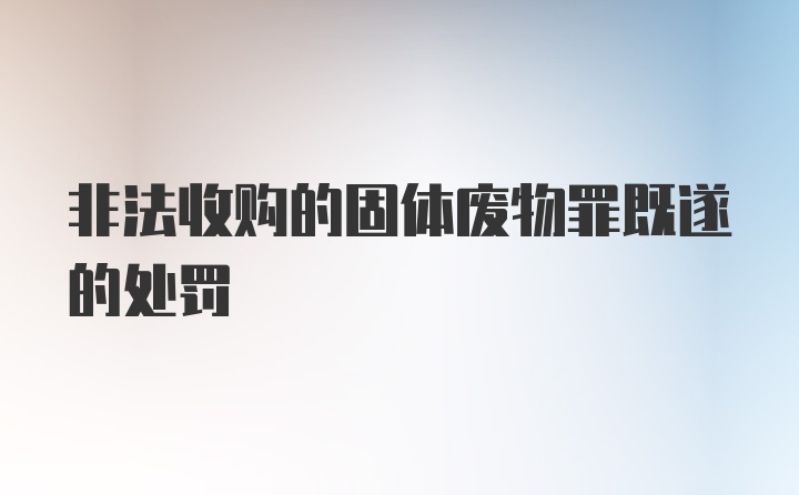 非法收购的固体废物罪既遂的处罚