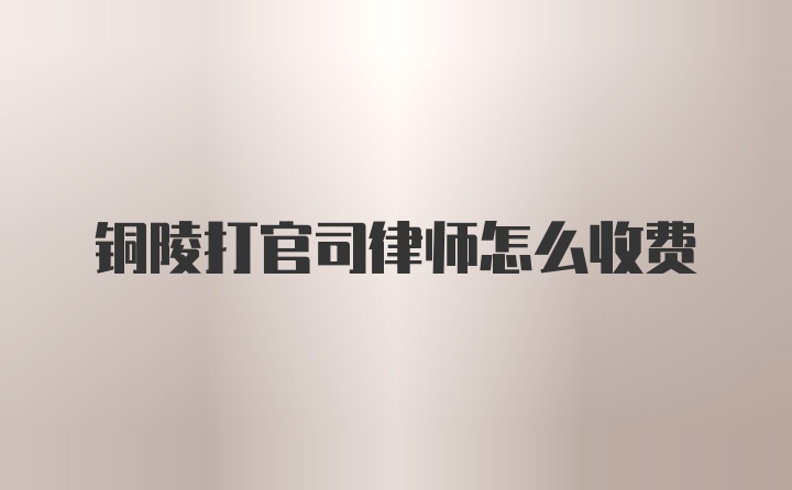 铜陵打官司律师怎么收费