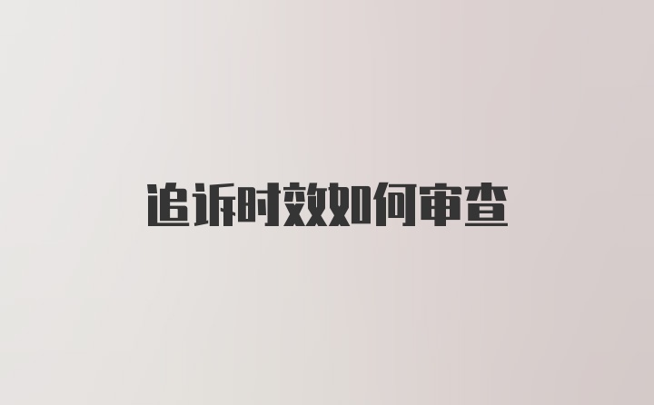 追诉时效如何审查