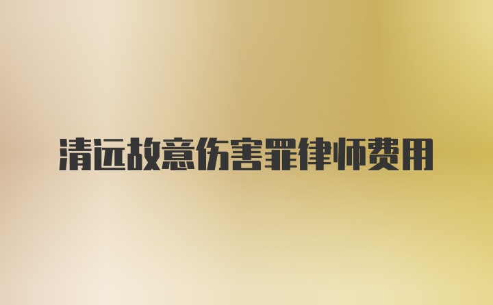 清远故意伤害罪律师费用