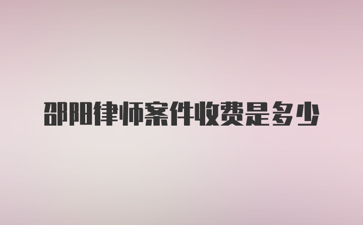 邵阳律师案件收费是多少