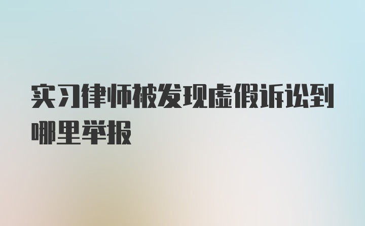 实习律师被发现虚假诉讼到哪里举报