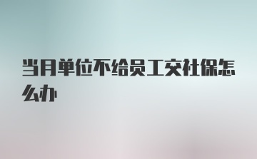 当月单位不给员工交社保怎么办