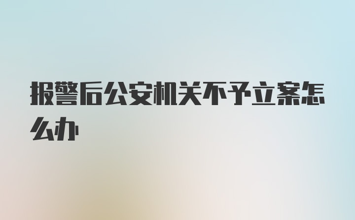 报警后公安机关不予立案怎么办