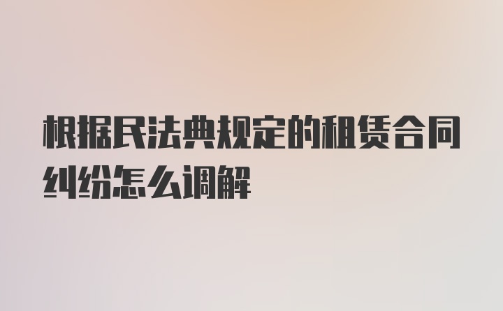 根据民法典规定的租赁合同纠纷怎么调解