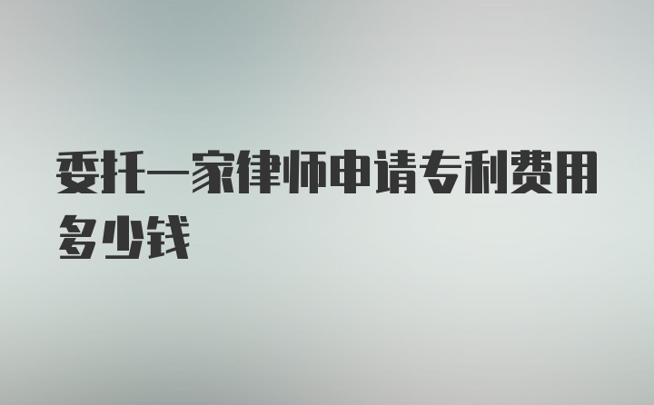 委托一家律师申请专利费用多少钱