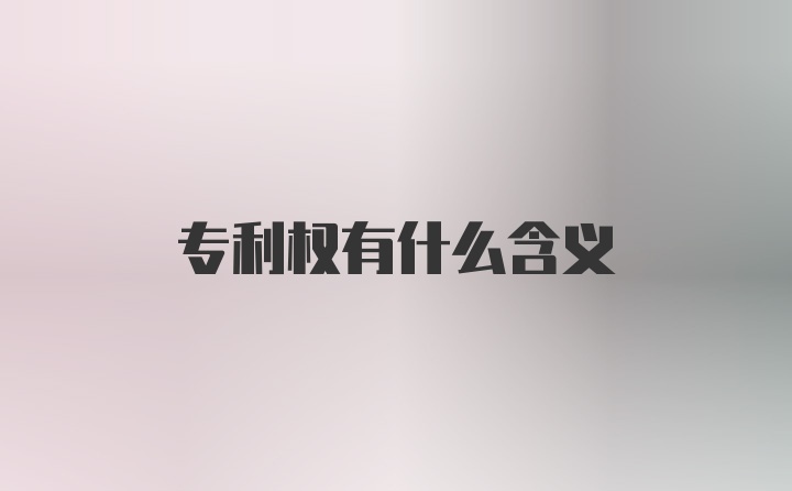 专利权有什么含义