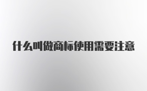 什么叫做商标使用需要注意