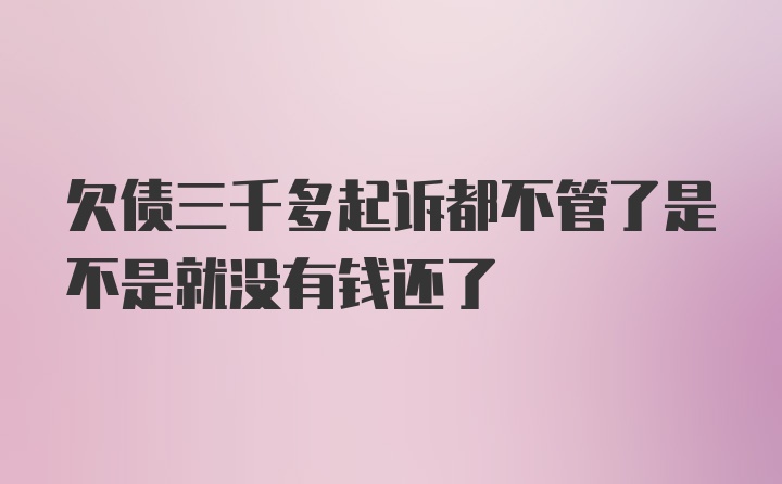 欠债三千多起诉都不管了是不是就没有钱还了